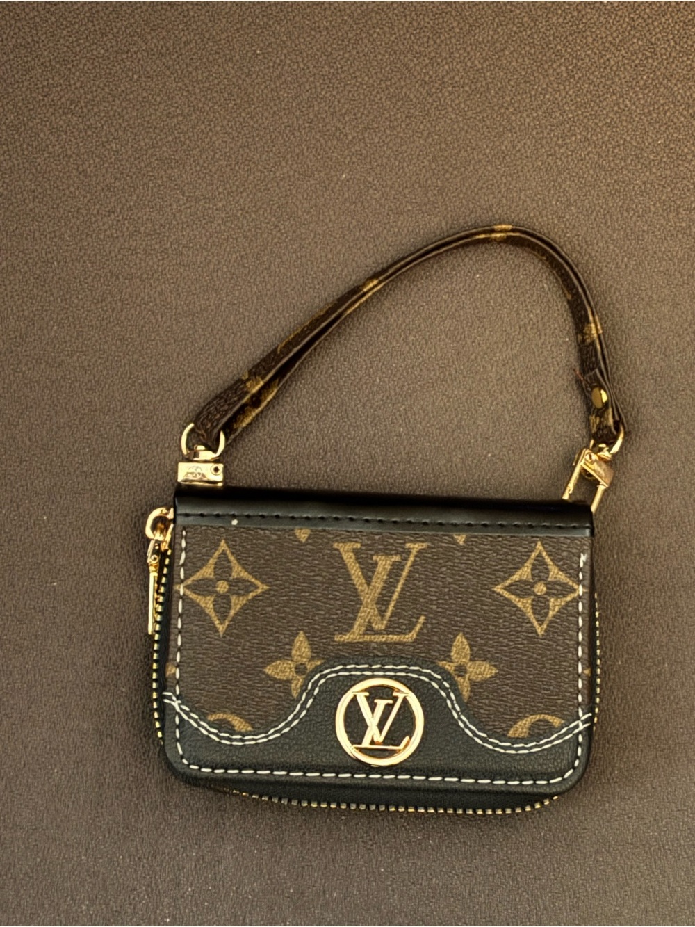 Brown and Black Monogram Clutch Credit Card Holder